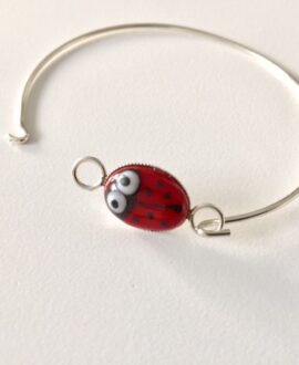 Ladybird Glass Sterling Silver Bracelet