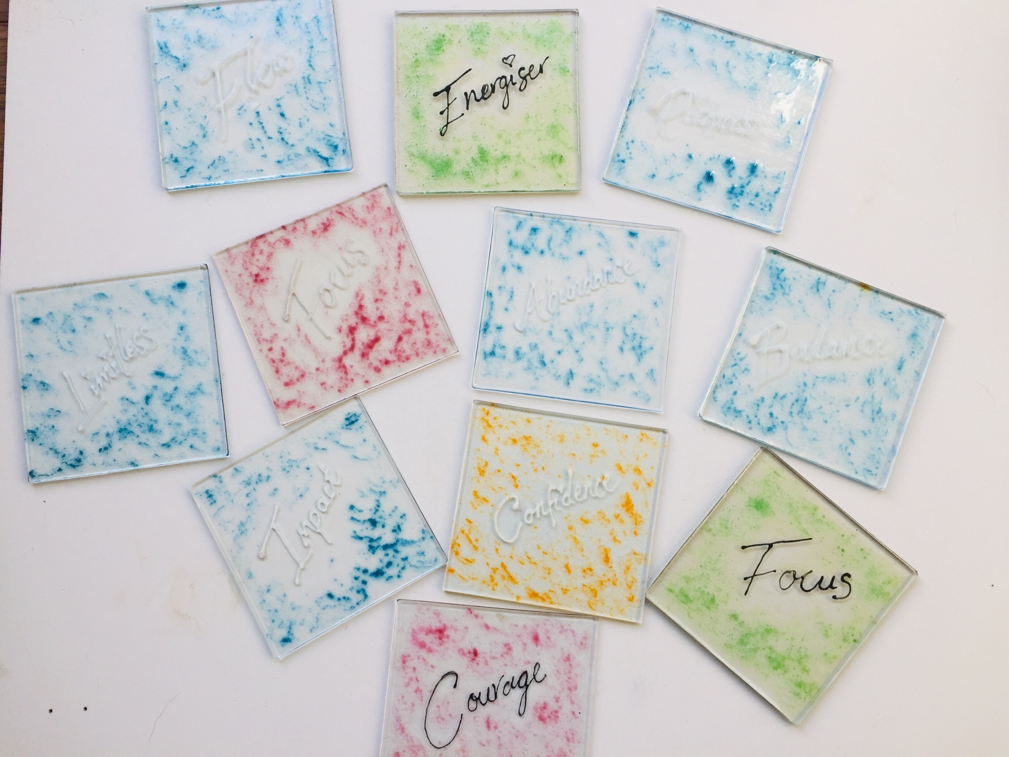 Word of The Year Fused Glass Coasters